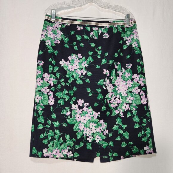 TALBOTS The Oprah Magazine Feminine Romantic Preppy Blue Floral Skirt Size 12. - Picture 3 of 16